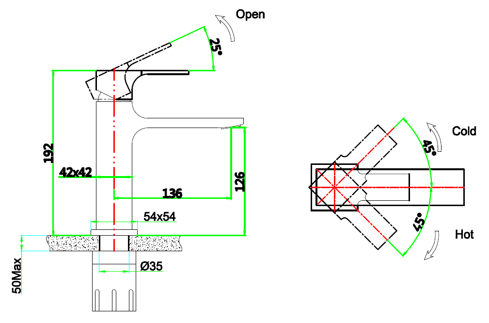 Mizzo Flucto robinet lavabo salle de bain - Blanc/Chrome