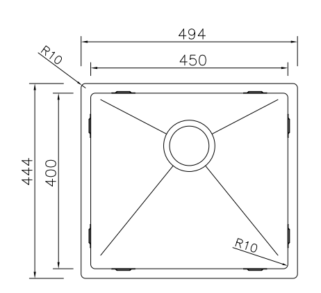 Mizzo Linea 45-40 évier affleurant/sous plan