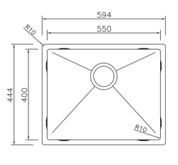 Mizzo Linea 55-40 évier affleurant/sous-plan