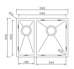 Mizzo Linea 18-34 évier affleurant/sous-plan