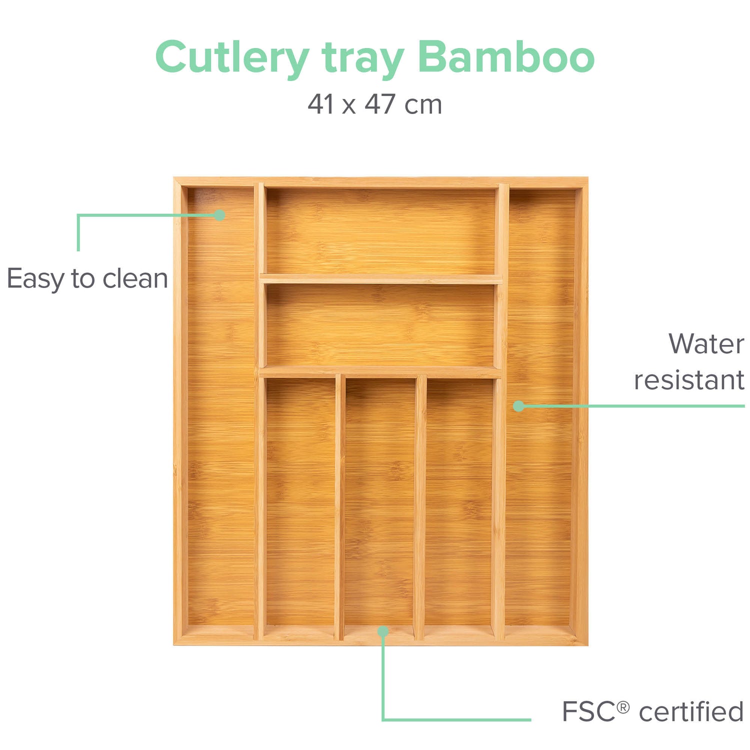 Bambox B4147 wooden cutlery bin 41 cm storage bin - Bamboo cutlery