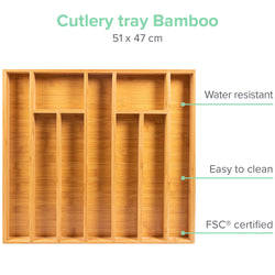 Bambox B5147 Bac de spécification en bois 51x47 cm - Bac de stockage - Couverts de bambou