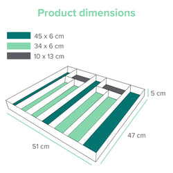 Bambox B5147 Bac de spécification en bois 51x47 cm - Bac de stockage - Couverts de bambou