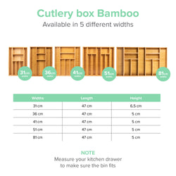 Bambox B5147 Bac de spécification en bois 51x47 cm - Bac de stockage - Couverts de bambou