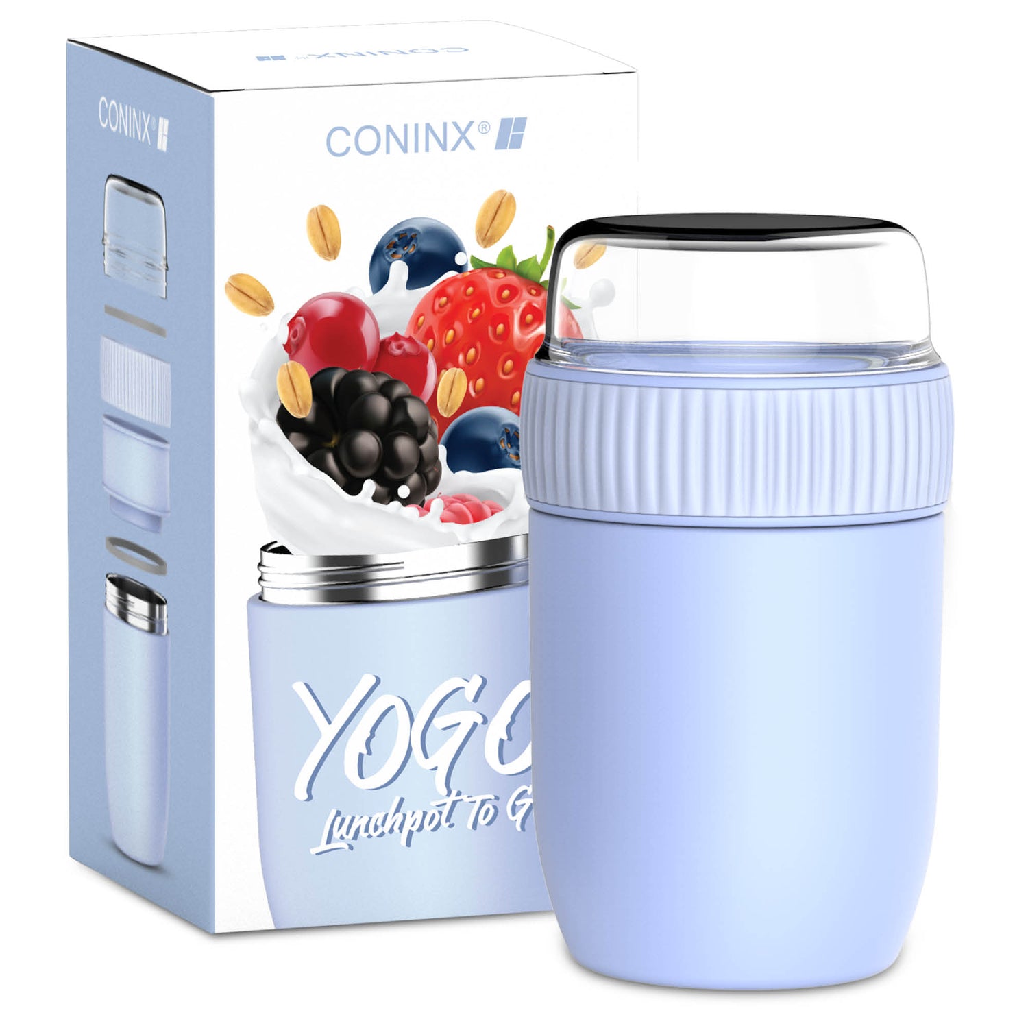 Conteneur de nourriture thermos coninx - réchauffer des aliments pour la maison à la maison et sur le go - Thermos Food Box Fuite - Toge Thermos 840ml Bleu