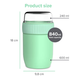 Conteneur de nourriture thermos coninx - réchauffer des aliments pour la maison et à la maison - Thermos Food Box Fuite - THMOS TUMOS 840ML Vert