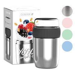 Coninx Thermos food container - Warming container food for at home and on the go - Thermos food box leak-proof - Thermos mug 840ml RVS