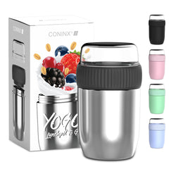 Coninx Thermos food container - Warming container food for at home and on the go - Thermos food box leak-proof - Thermos mug 840ml RVS