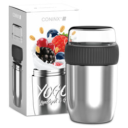 Coninx Thermos food container - Warming container food for at home and on the go - Thermos food box leak-proof - Thermos mug 840ml RVS