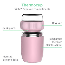 Conteneur de nourriture thermos coninx - réchauffer le récipient alimentaire pour la maison et à la maison - Thermos Food Box Fuites - Tasse thermos 840ml rose