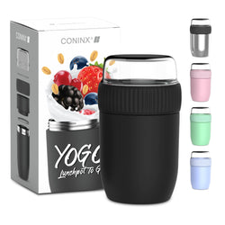 Conteneur de nourriture thermos coninx - réchauffeur de conteneurs aliments à la maison et sur le go - Thermos Food Box Fuite - Tasse thermos 840ml noir