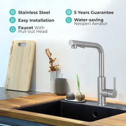 Mizzo Mauro mitigeur avec douchette extractible - inox