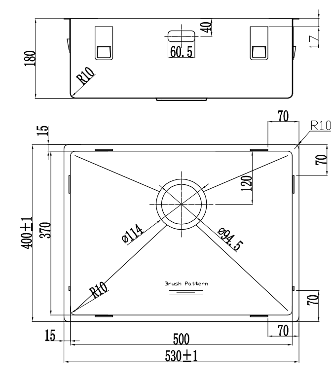 Copa design L500370 évier affleurant/sous plan