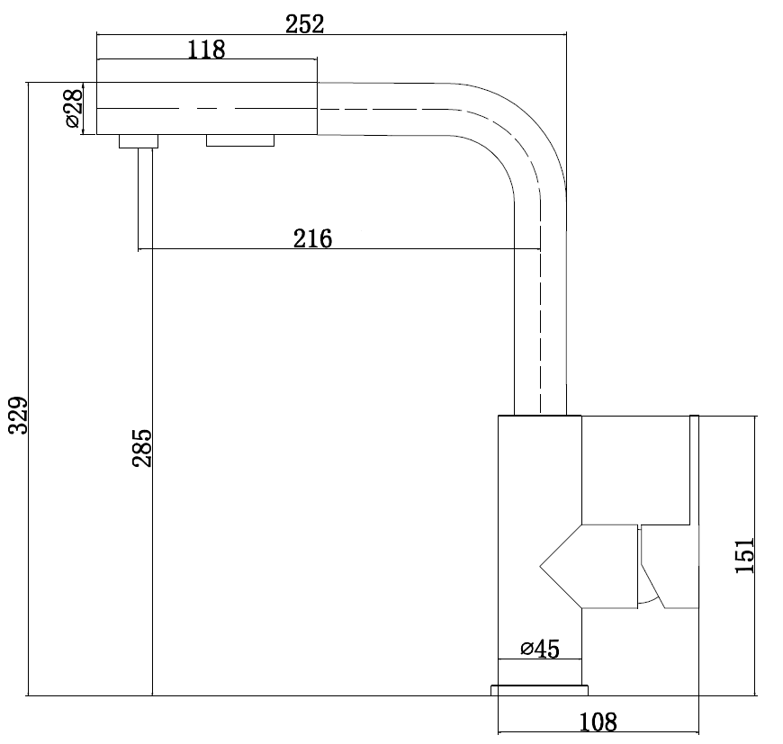 Mizzo Mauro mitigeur avec douchette extractible - noir