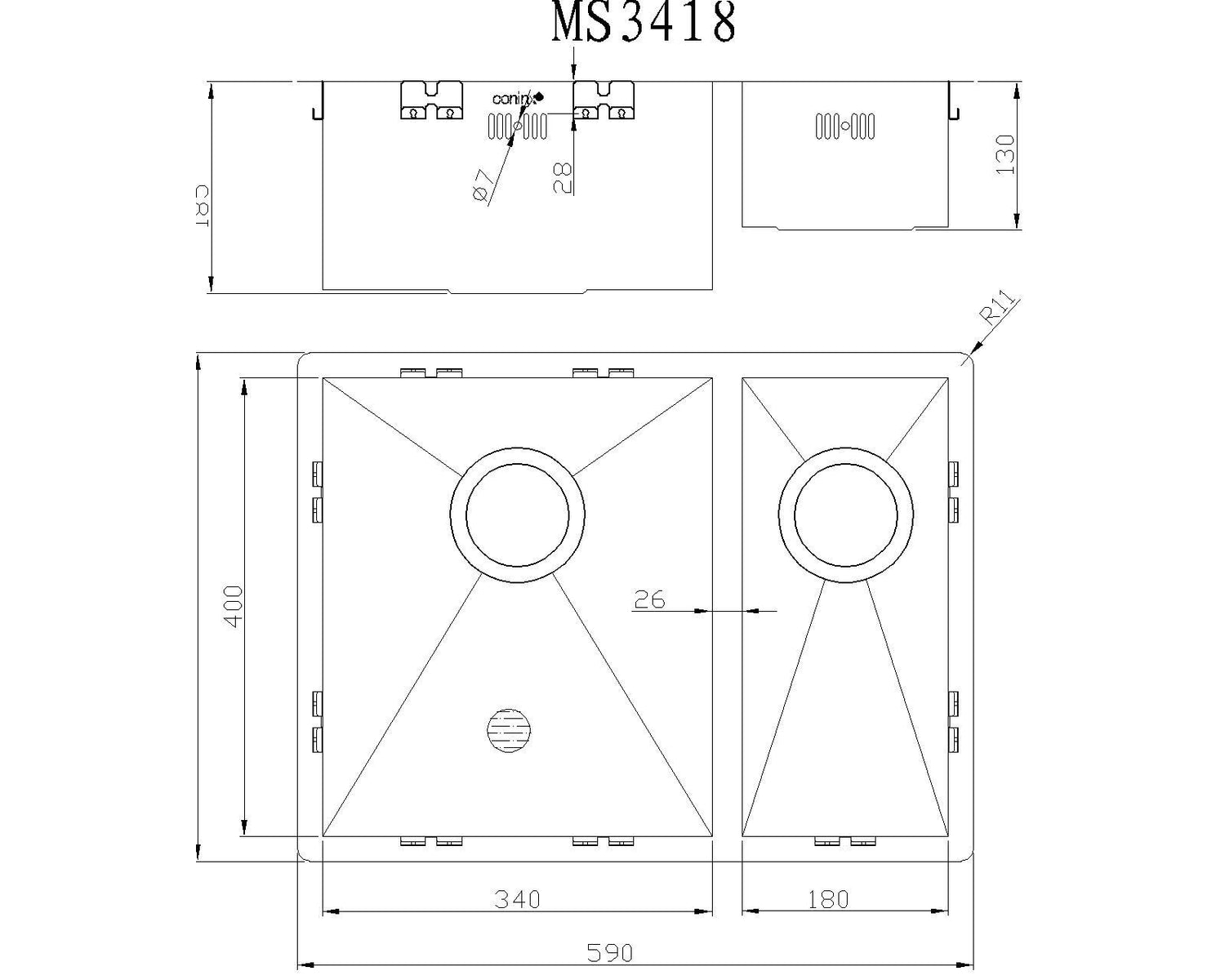 Mizzo quadro kitchen sink 1.2 3418 Flushmount / Undermount