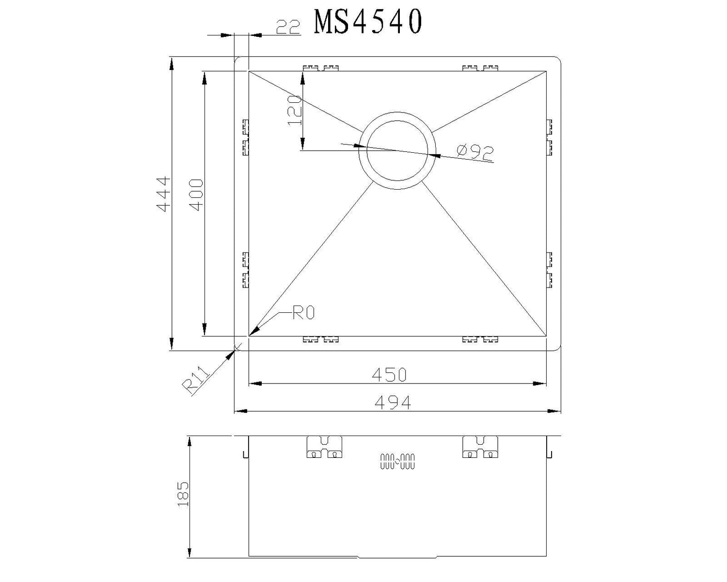 Mizzo quadro kitchen sink 1.2 4540 Flushmount / Undermount